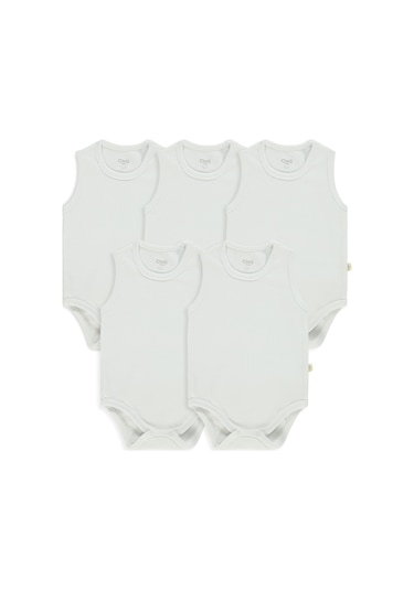 Civil Baby Organik 5 Li Sıfır Kol Çıtçıtlı Badi - Ekru
