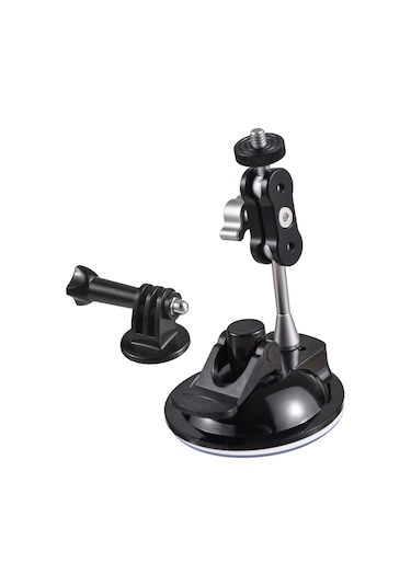 Geeroyoo Siyah Abs+metal Emici Cup Stant, İki Toplu Kafa İle 360 Döner, 450g Yük Kapasitesi, Spor Kamera Ve Telefon Uyumlu