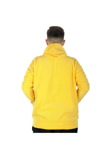 Mode Xl Büyük Beden Erkek Kapşonlu Fermuarlı Polar Hırka 22554 Hardal 001