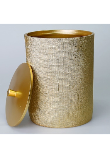 Linen Çöp Kovası Altın Siyah
