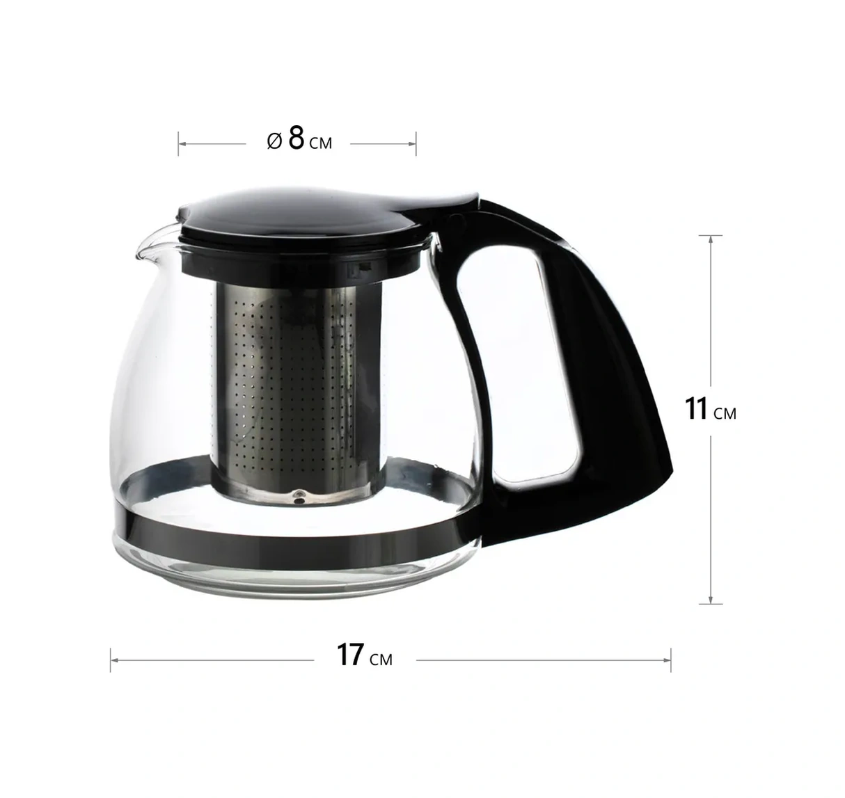 Allbest 700 Ml Cam Demlikli Su Isıtıcı 321010440 Siyah