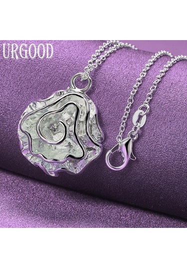 925 Ayar Gümüş Gül Kolye Kolye Moda Takı