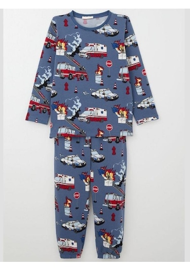 Breeze Erkek Çocuk Araba Baskılı Pijama Takım-15361 İndigo