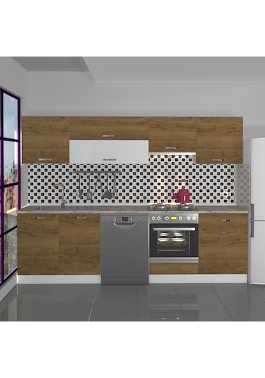 Decoraktiv Elite 280y Ank Mdf Hazır Mutfak Dolabı - Tezgah Dahil - Pera Meşe