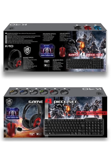 Powerstar K40 Oyuncu Kulak Üstü Kulaklık + Klavye Mouse + Mouse Ped Takım