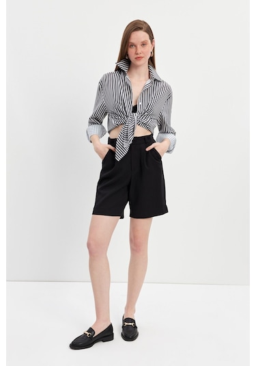 Stella Pulvis Siyah Oversize Çizgili Gömlek Siyah