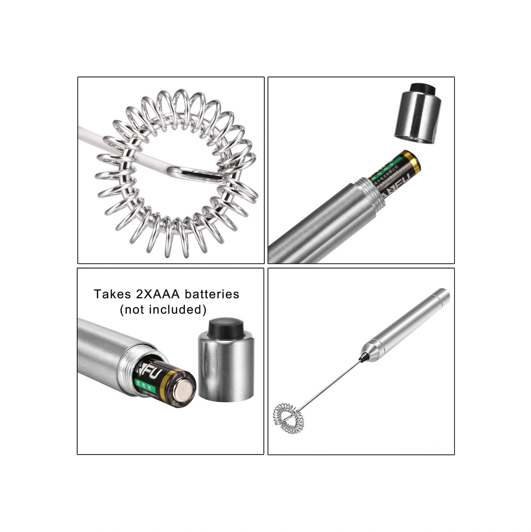 Yunboo El Tipi Elektrikli Çelik Süt Köpürtücü Kahve Karıştırıcı Pil Dahil Değil Gümüş