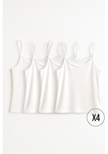 Kız Çocuk %100 Pamuk 4'lü Atlet 3-4 Yaş 8-9 Yaş Beyaz