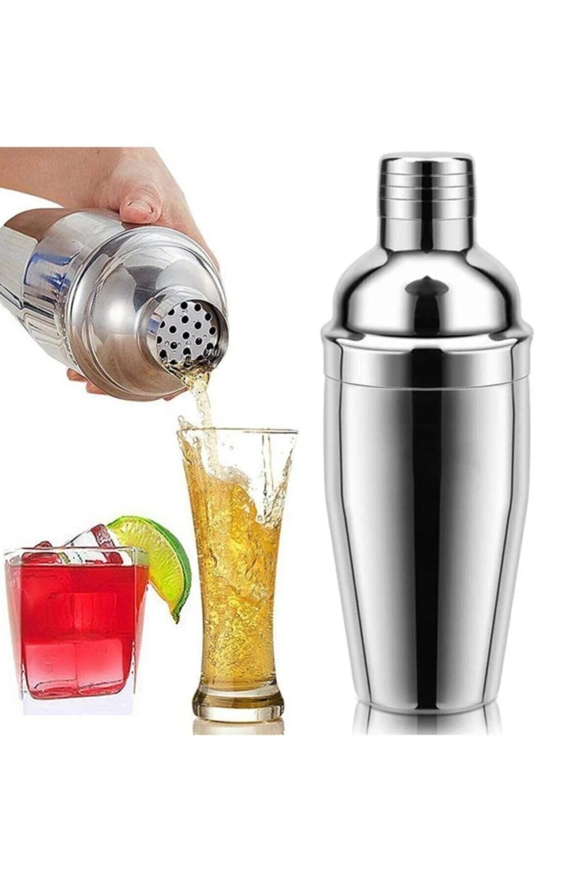 Kokteyl Shaker Krom 720 Cl Paslanmaz Çelik Alkol Karıştırıcı Cr