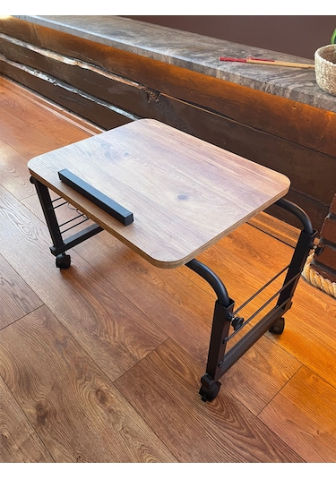 Yükseklik Ve Genişlik Ayarlı Eğimli Tekerlekli Laptop Sehpası Atlantik Çam