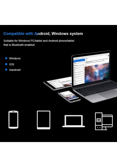 Shineyee Ultra İnce Dokunmatik Panel 7 İnç Bluetooth Klavye - Android/windows/ios Uyumlu, 90 Saat Çalışma Süresi, Taşınabilir Tasarım