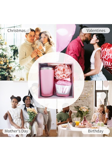 Ruicoo Termoslu Paslanmaz Çelik Kahve Kupası Seti - 20oz Hediye Paketi Kupa, Kapak, Çorap, Banyo Topu, Kart Diğer