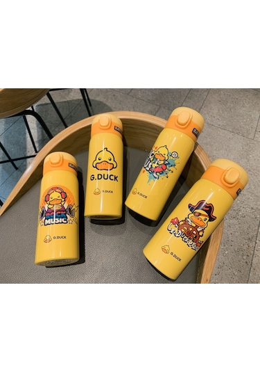 Jzcat Kaldırma Halkalı Küçük Sarı Ördek Paslanmaz Çelik Çocuk Termos Bardak Seviml Karikatür Bezelye Fincan Termos Bardak 50772904