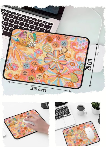 Peace Otantik Tasarımlı 33x28 Cm Mousepad Kaymaz Taban Rahat Konforlu Mouse Pad