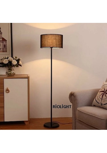 Riolight Rustik,vintage2,retro Siyah Metal Gövde Siyah Kumaş Başl