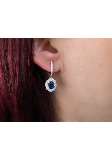 Sirius 0,84 Karat Pırlanta Ve Safir Anturaj Küpe 0823E0022