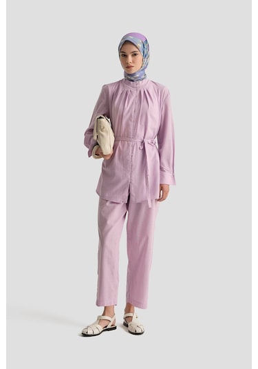 Armine Düğme Detaylı Takım 25y6012 Lila Lila