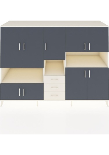 Kronos Dolap 13 Raflı 3 Çekmeceli 9 Kapaklı 220x59x163 Aytaşı-ant Aytaşı-antrasit/aytaşı