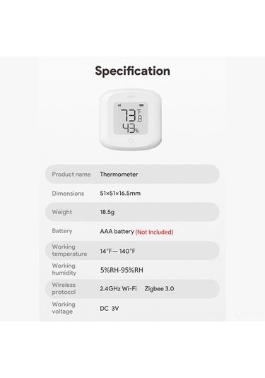 Mufunye Zigbee Akıllı Sıcaklık Ve Nem Sensörü - Alexa & Google Uyumlu, Lcd Ekranlı, Ev İçi İzleme, Zigbee Ağ Geçidi Gerektirir Pil Dahil Değil