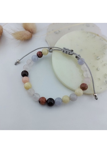 Vaoov Aşk Tılsımlı Doğal Taşlı Gümüş Bileklik