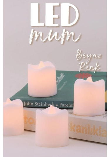 8 Adet Mat Beyaz Mini Led Mum Seti Pilli Dumansız Alevli Ledli Dekoratif Yapay Mum Dekor Işığı Beyaz