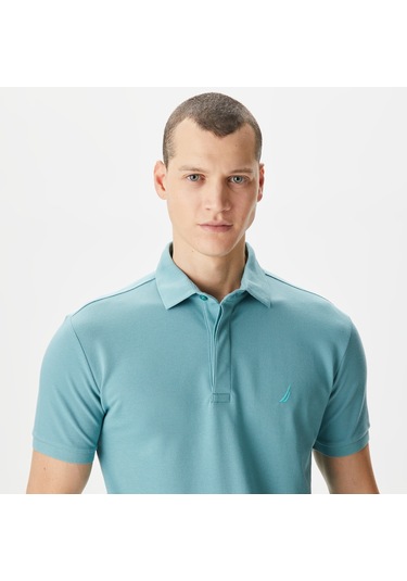 Nautica Erkek Mavi Slim Fit Kısa Kollu Polo Düz K35062t Mavi