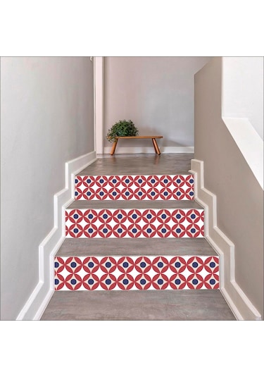 Merdiven Sticker Folyo Kaplama 5 Adet (18Cm X 120Cm) Kırmızı