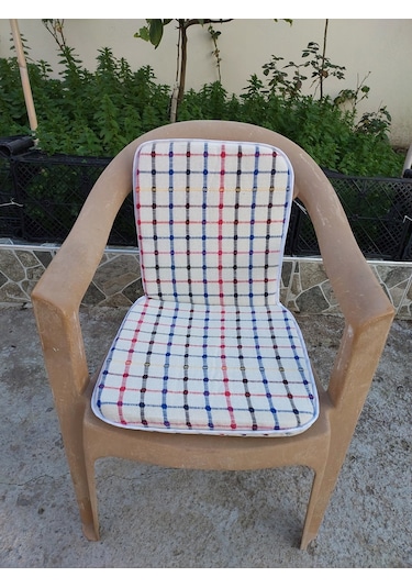 2 Adet Buldan Arkalıklı Sandalye Minderi, Midi Boy-karışık Renkli Çok Renkli