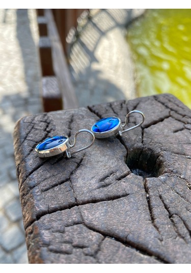 Okyanus Sedefi Taşı Gümüş Küpe 925 Ayar Doğal Taş