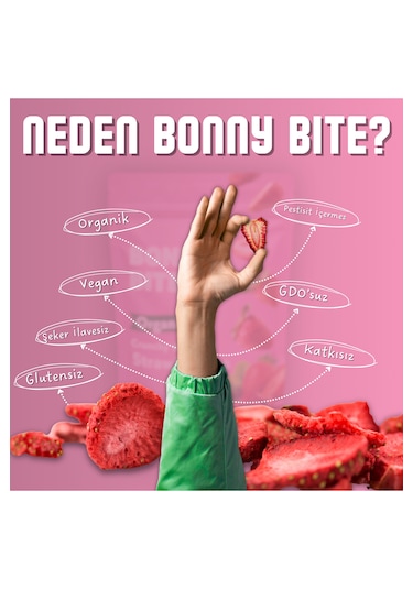 Bonny Bite Kurutulmuş Çıtır Çilek Atıştırmalığı 18 G