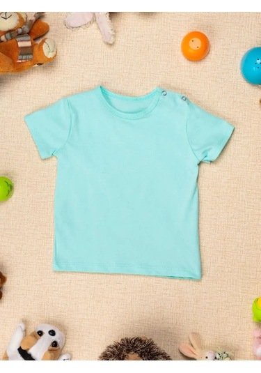 Chic Panda Çocuklar İçin Günlük Kullanım İçin Düğmeli Temel Tişört Seti 115429132 Açık Mavi