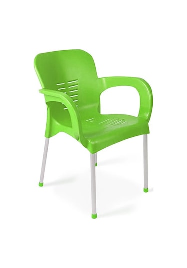 Hesaplimagazam 4 Adet Metal Ayaklı Plastik Sandalye 6 Renk Kollu Koltuk