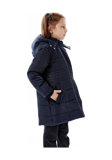 Benitto Kids Kız Çocuk Kapüşonlu Kışlık Şişme Mont 51355 Lacivert