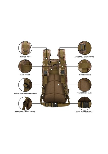 Dancemonkey Açık Hava Sırt Çantası: Dağ Yürüyüşü, Kamuflaj Desen, Çok Renkli Günlük Çanta Çok Renkli