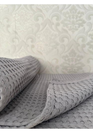 Premium %100 Pamuk Tek Kişilik Yazlık Pike, Yatak Örtüsü, Terletmez Kumaş Gri Renk 160x240cm Gri