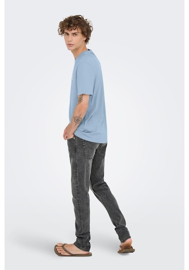 Only & Sons Onsmaxım Pamuklu Regular Fit Erkek T-shirt Mavi