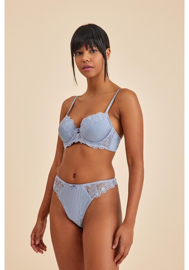Amarelle Paris Gri Mavi Dantelli String Külot Mavi