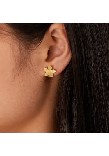 Sones Opk Ge941 1 Çift Vintage Paslanmaz Çelik Çiçek Küpe Altın