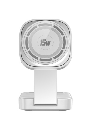 C40 3'ü 1 Arada Katlanabilir Şarj Standı Telefon İzle Kulaklık 15w Manyetik Kablosuz Şarj Cihazı Led Sıcak Işık Beyaz