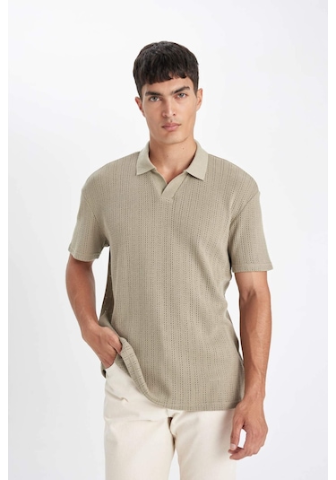 DeFacto Regular Fit Kısa Kollu Dokulu Triko Polo Tişört D4810AX24SMKH96