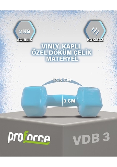 Proforce Vdb Dışı Vinil Kaplı Içi Çelik Döküm Ağırlık Dambıl 3 Kg
