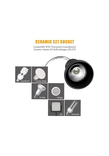 Xindoker Kaplumbağa Ve Sürüngenler İçin 25w Uvb Uva Isıtma Lambası - Dönebilir Klipsli Avize İle