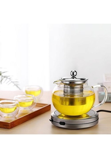 Çıkarılabilir İç Paslanmaz Çelik Süzgeci İle Cam Demlik Üst Güvenli Su Isıtıcısı Şeffaf Ve Gümüş Çaydanlıklar Amber