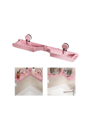 Suntek Banyo Rafı Matkapsız Zarif Düzenleyici Daire Tuvalet Yurt Pembe