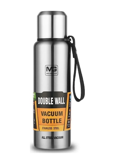 Büyük Kapasiteli Paslanmaz Çelik Termos Taşınabilir Yalıtımlı Termos Şişesi 1000 Ml Siyah