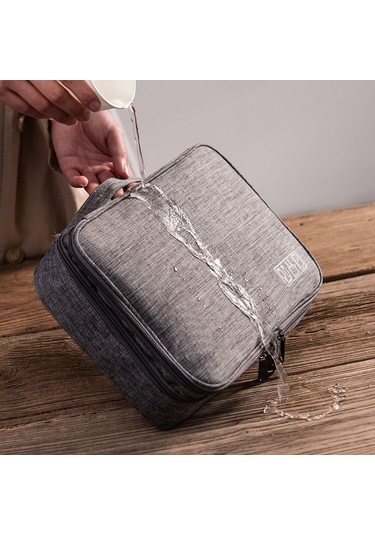 Padalink Gri Üç Katlı Dijital Alet Çantası - Veri Kablosu, Powerbank Ve Kulaklık İçin Multifonksiyonlu Dayanıklı Saklama Çantası