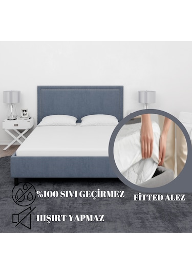 Yatak Alez- Çift Kişilik Sıvı Geçirmez Yatak Koruyucu Alez Beyaz