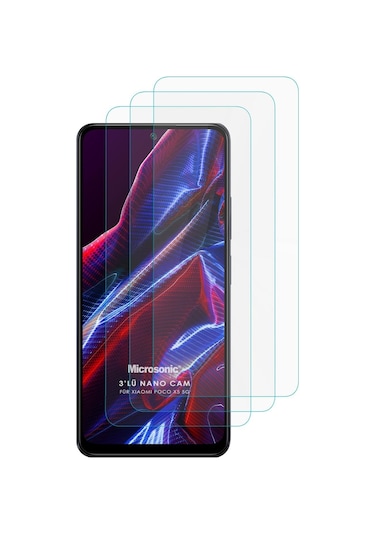 Microsonic Xiaomi Poco X5 5g Screen Protector Nano Glass Cam Ekran Koruyucu 3 Lü Paket