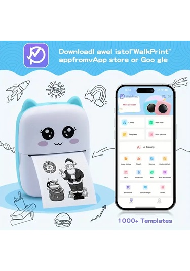 Taşınabilir Yazıcı, Mini Cep Kablosuz Termal Yazıcı Android İos Akıllı Telefonlar İçin Uygun, Bt Mürekkepsiz Baskı, Etiketler, Fişler, Fotoğraflar, Notlar, Öğrenme 5284 01