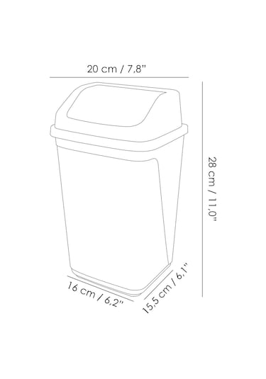 Kapaklı Plastik Çöp Kovası - Ev Ofis Banyo Mutfak Tezgah Üstü Çöp Kovası Gri 5 Litre Gri